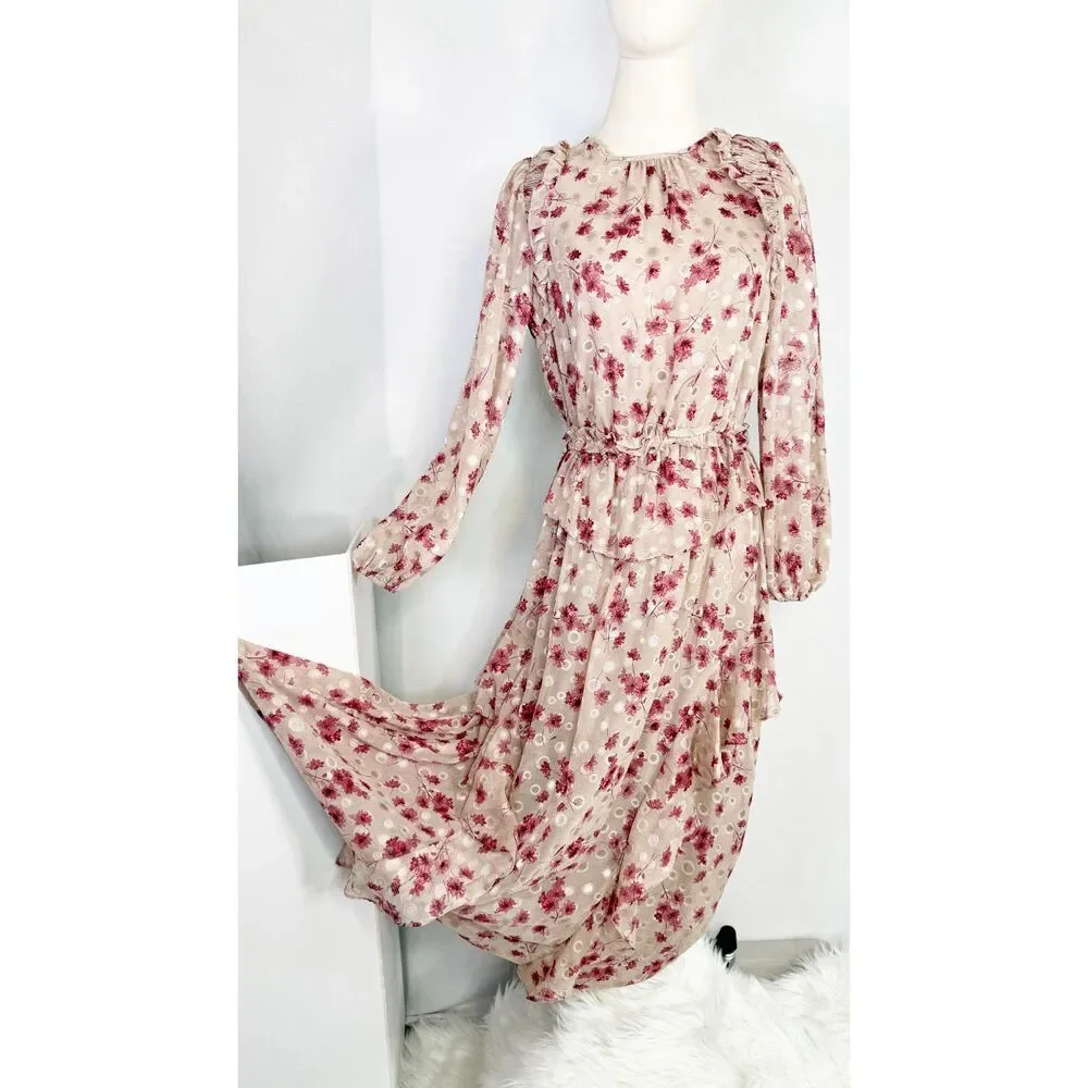 Current Air | Anthropologie | Long Sleeve Floral Fairycore Midi Dress | Sz XS S - Picture 5 of 13